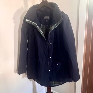 Navy plaid Hooded Woman's XL Pendleton Outerwear Waterproof  Rain Trail Jacket